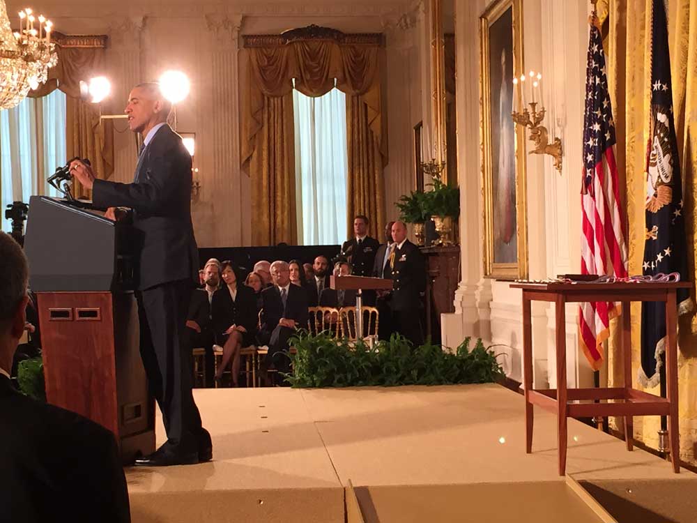  President Barack Obama speaks at an NMTI medal ceremony 